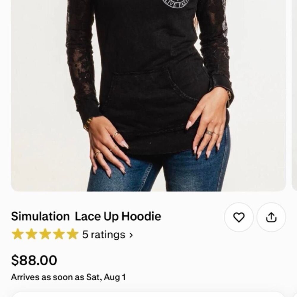 Affliction Women's Black Hoodie - Picture 2 of 8
